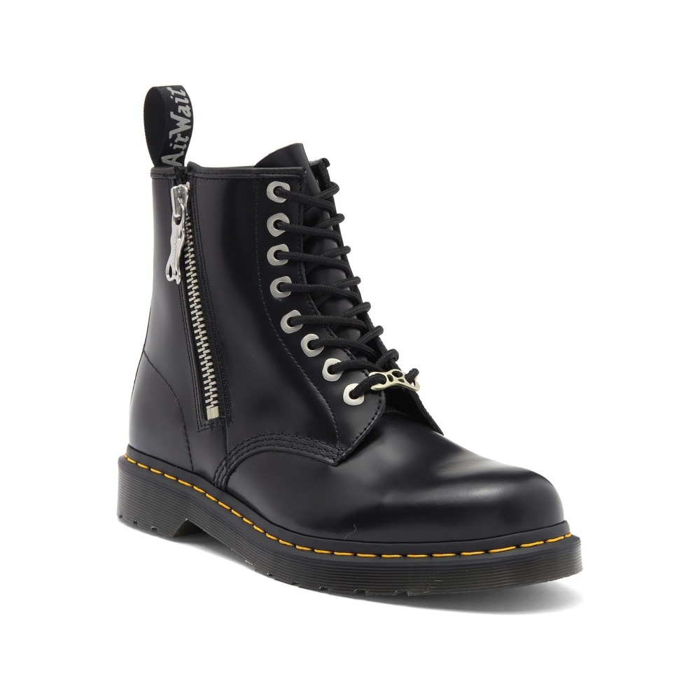 NWOB Dr. Martens 1460 Zip Smooth Leather Lace Up Boots in Black Size 8
